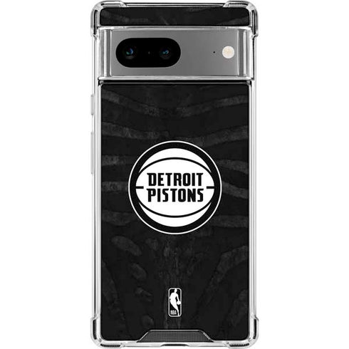 NBA Detroit Pistons Black Animal Print Google Pixel 8a Clear Case